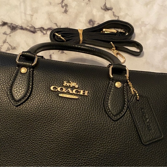 Coach Black Pebbled Leather Georgia Satchel Handbag CR156 - Picture 2 of 10